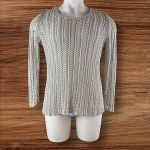 J. Jill Sweater Womens Large Metallic open Knit Long Sleeve READ (428)